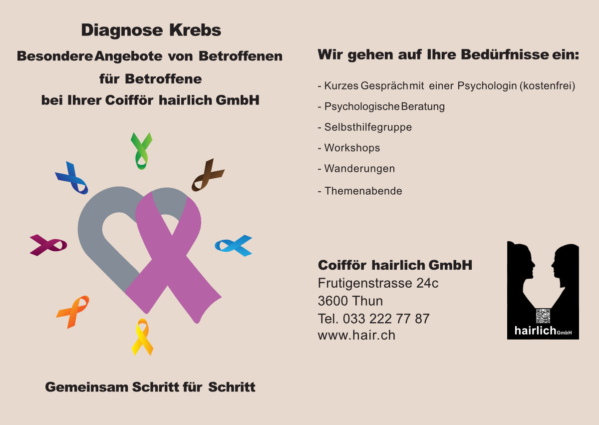 Coifför hairlich GmbH - Wohlfühlraum - Stiller RaumCoifför hairlich GmbH - Konzept "Diagnose Krebs" - Gemeinsam Schritt für Schritt