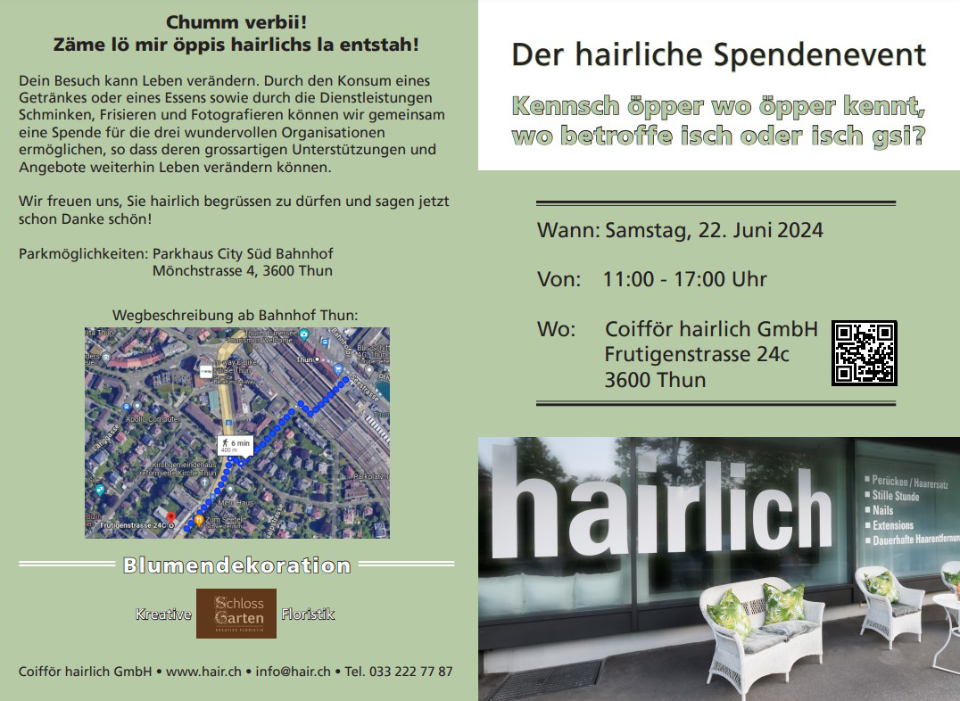 hairlich GmbH - Der hairliche Spendenevent am 22. Juni 2024 - Flyer aussen